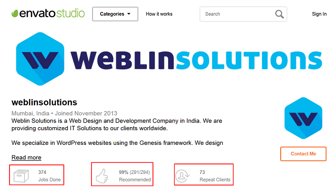 Weblin Solutions-Mumbai Envato Studio Reviews